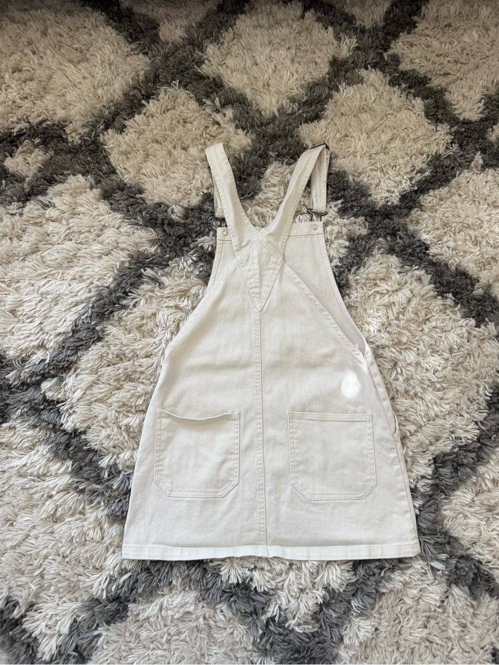 Altar'd State Cream Denim Overall Mini Dress with Buckled Straps - Picture 3 of 3